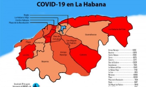 mapa de afectados por coronavirus covid-19 en la habana cuba por municipios