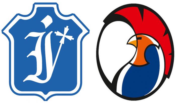 Logos identificativos de los equipos de beisbol Industriales de La Habana (izquierda) y de Los Gallos de Sacti Spiritus (a la derecha)