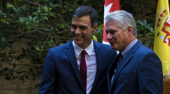 Pedro Sanchez y Miguel Díaz-Canel, durante la visita oficial de mandatario español