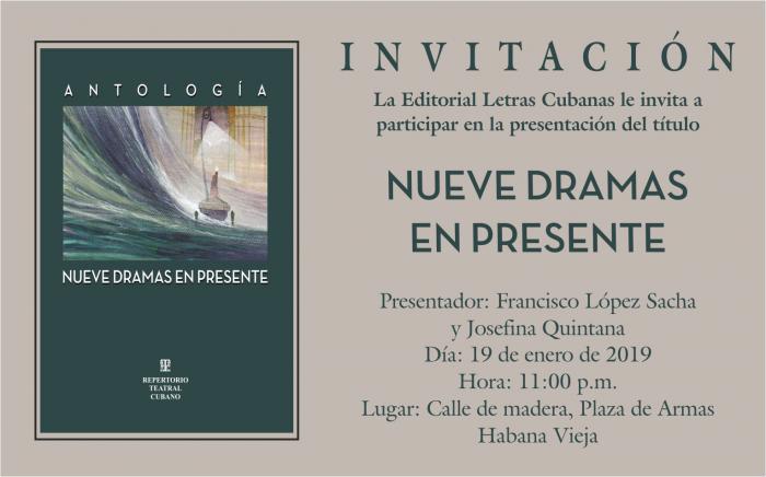 Invitación presentación del libro Nueve dramas en presente