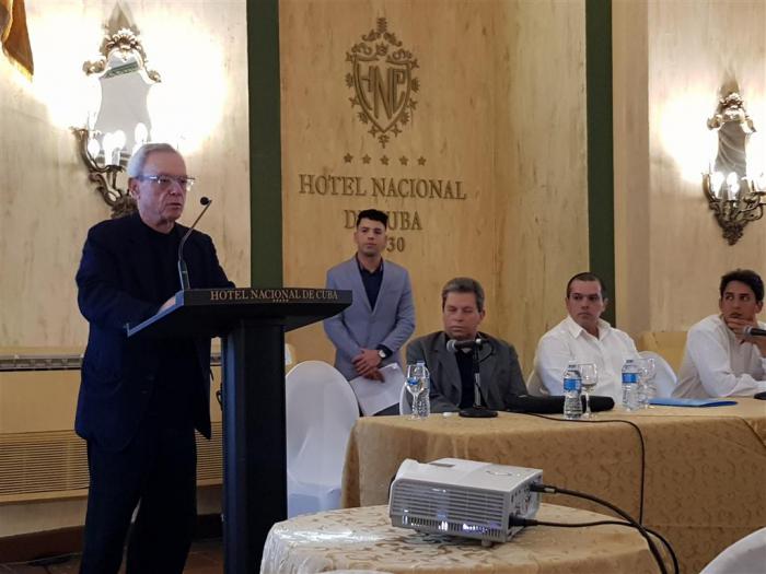 Eusebio Leal en Foro de Periodismo Internacional por el 60 aniversario de la Operación Verdad y la fundación de Prensa Latina, 