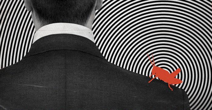 hombre con grillo en el hombro