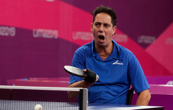 Yunier Fernández, de Cuba, compite en la ronda clasificatoria del individual masculino del , Para Tenis de Mes en la Villa Deportiva Nacional (VIDENA) durante los VI Juegos Parapanamericanos Lima 2019, el 22 de Agosto de 2019 en Lima, Perú. FOTO: Calixto N. Llanes/Periódico JIT (Cuba)