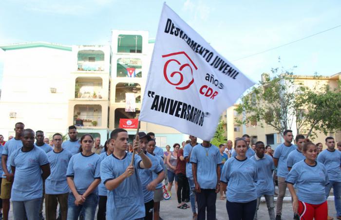 Abanderamiento del Destacamento juvenil 60 Aniversario de los CDR, en el Consejo Popular Armada-Palatino, del municipio de Cerro