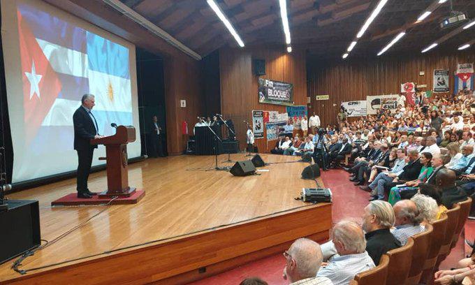 Presidió Díaz-Canel acto de solidaridad con Cuba en universidad de Buenos Aires