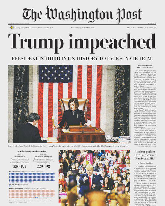 Aprueba juicio político contra Trump Cámara de Representantes de Estados Unidos 