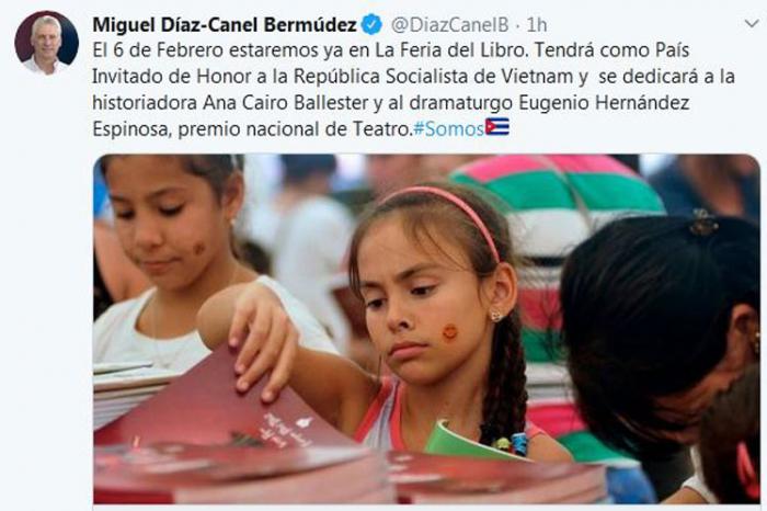 Presidente de Cuba comparte artículo sobre próxima feria del libro