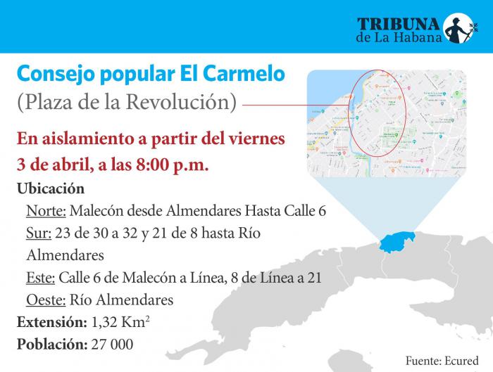 Mapa del Consejo Popular El Carmelo