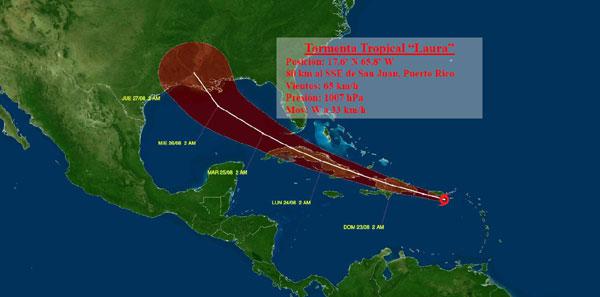 Cono de tormenta tropical Laura