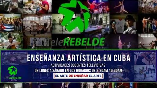Cartel de Teleclases de Enseñanza artística en Cuba por el canal tele rebelde