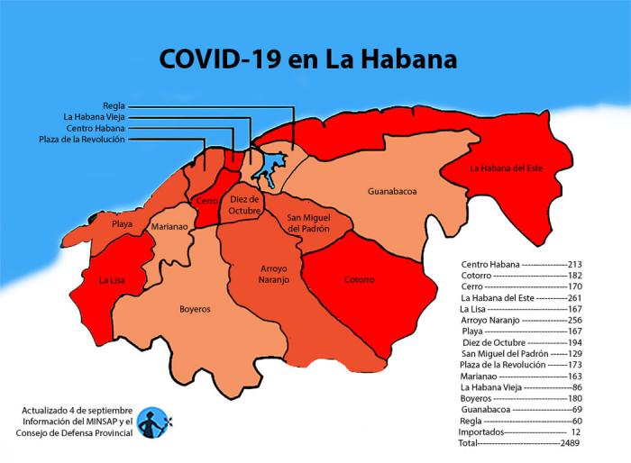 Mapa COVID-19 al cierre del 3 de septiembre del 2020