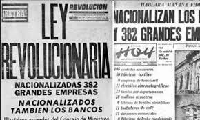 Fragmento del periódico Hoy con el anuncio de la nacionalización de empresas en Cuba