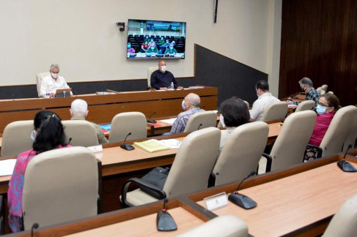 Reunión del grupo de trabajo, presidencia y participantes
