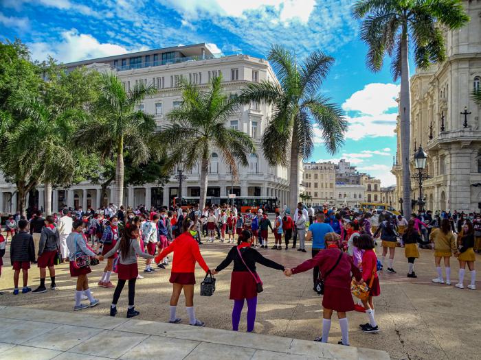 Acto por los Derechos Humanos en el Parque Central, La Habana Vieja.