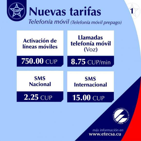 Nuevas tarifas Etecsa