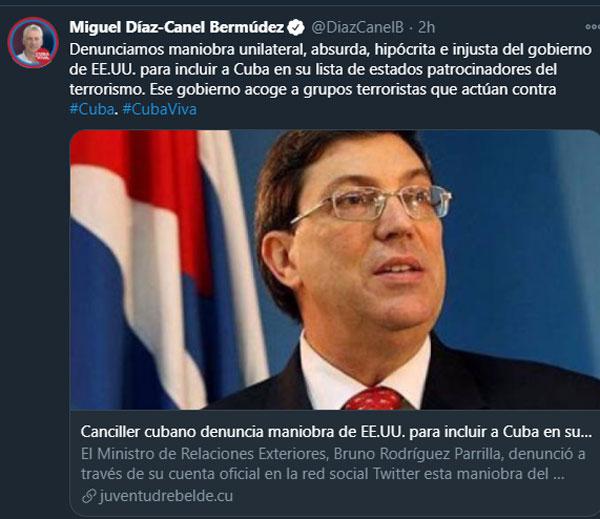 Twitt de Díaz-Canel 
