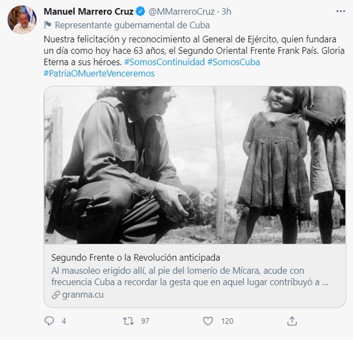 Primer ministro felicita en Twitter a Raúl por fundación de Segundo Frente