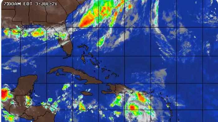 Huracán Elsa, mapa de 3 de julio