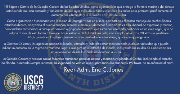 Autoridades estadounidenses advierten no permitirán viajes de embarcaciones