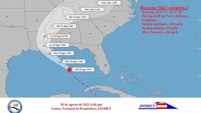 Huracán ida 6:00 p.m. 28 agosto