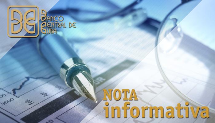 Nota informativa del Banco Central de Cuba