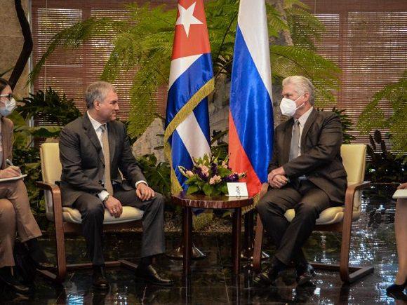 Recibió Díaz-Canel a presidente de la Duma Estatal de Rusia