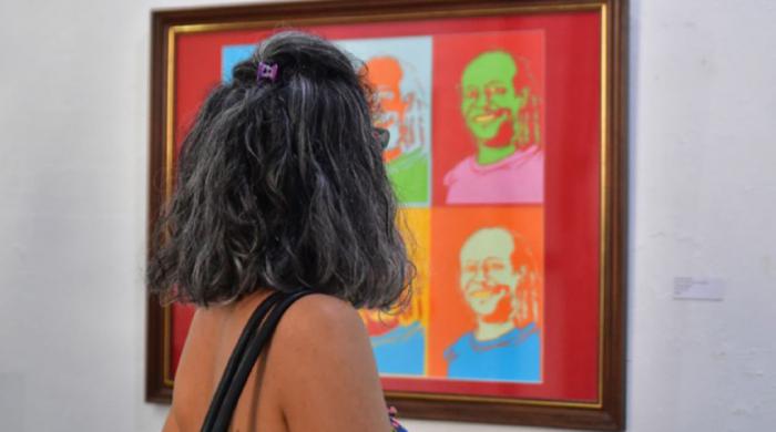 Una mujer mira un cuadro