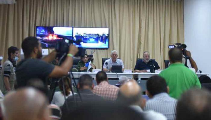 Reunión CDP Matanzas con máxima dirección del país por accidente en base de supertanqueros