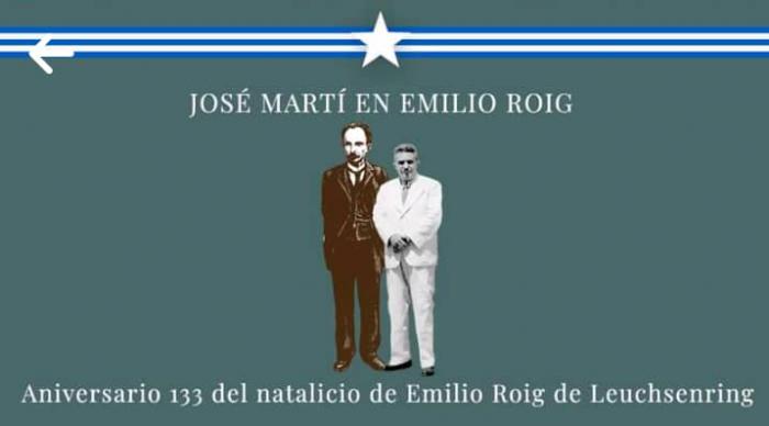 Homenaje a Roig, con José Martí
