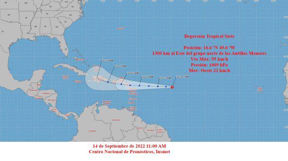 Cono de trayectoria séptima depresión tropical