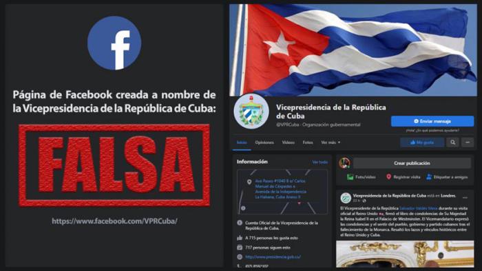 Cuenta falsa en Facebook de Vicepresidencia de Cuba