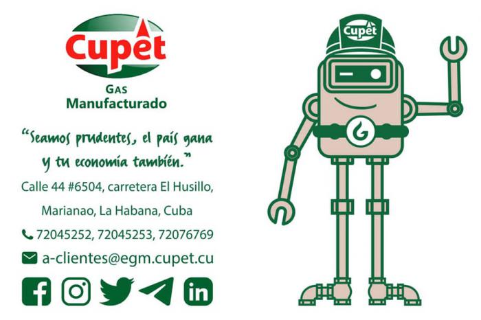 Cartel con información y logo de la Empresa de Gas manufacturado en La Habana
