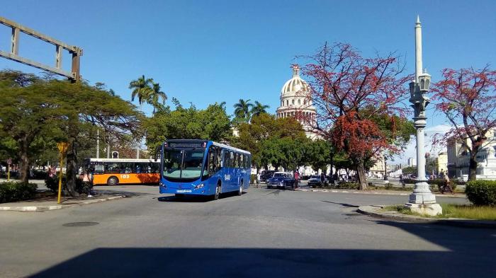 Guaguas, al fondo el capitolio