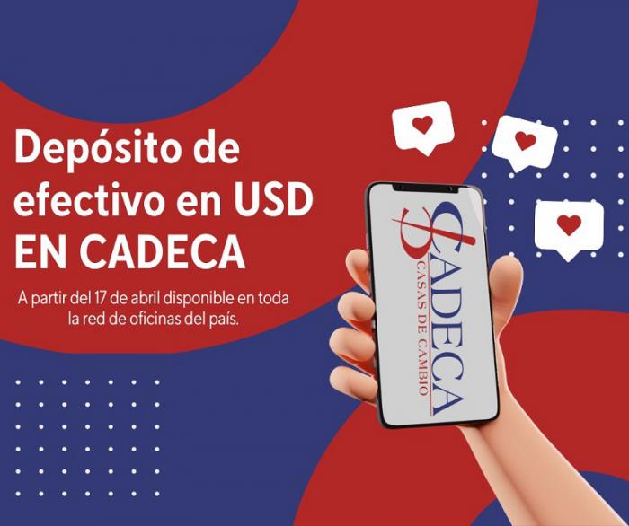Depósito de efectivo en USD en Cadeca 