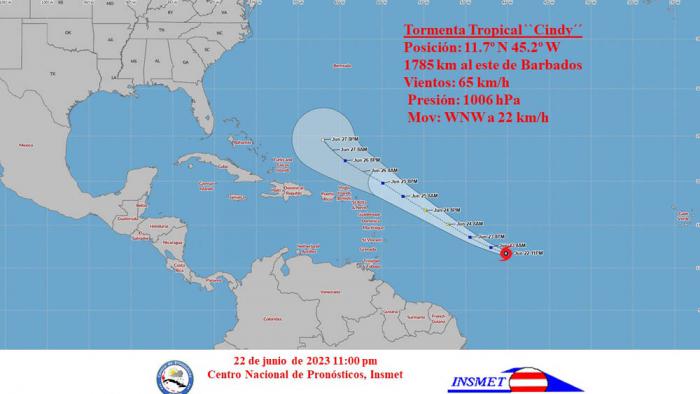 Cono de Tormenta tropical Cindy
