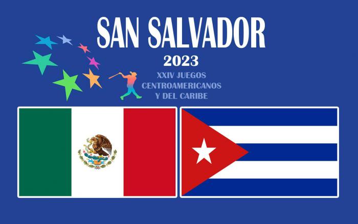 Cartel de San Salvador 2023. Bandera de México y la de Cuba