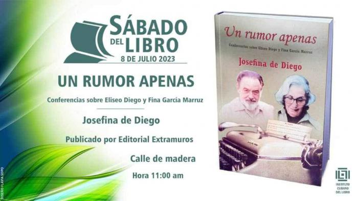 Cartel de promoción del Sábado del libro, donde se presentará: Un rumor apenas