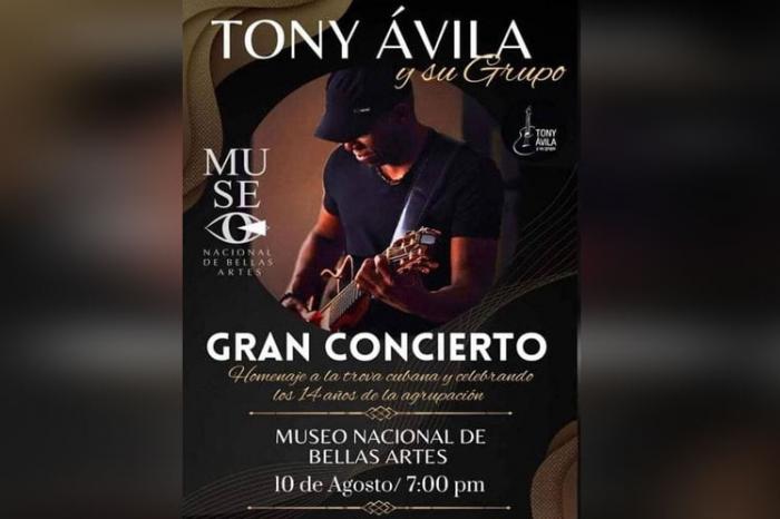 Cartel sobre concierto de Tony Ávila