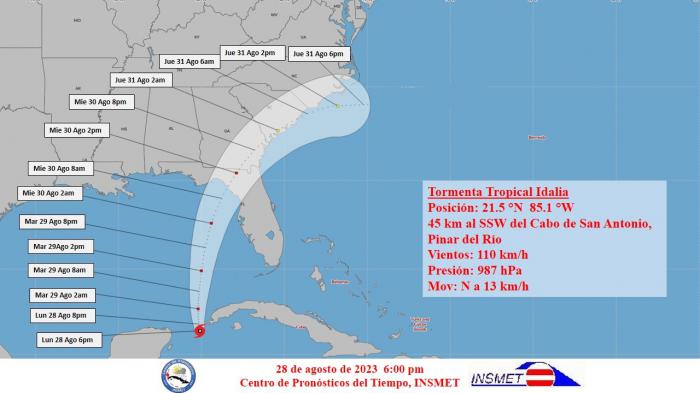 Posible trayectoria de la tormenta tropical Idalia