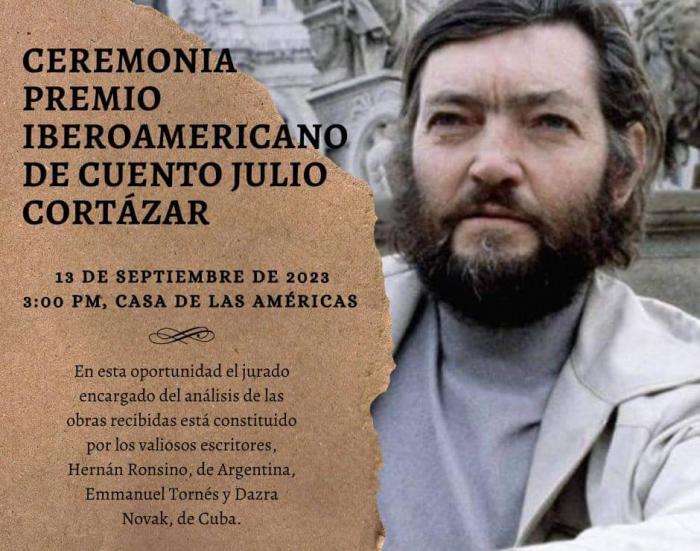 Cartel de promoción de ceremonia de entrega de Premio Iberoamericano de Cuento Julio Cortázar