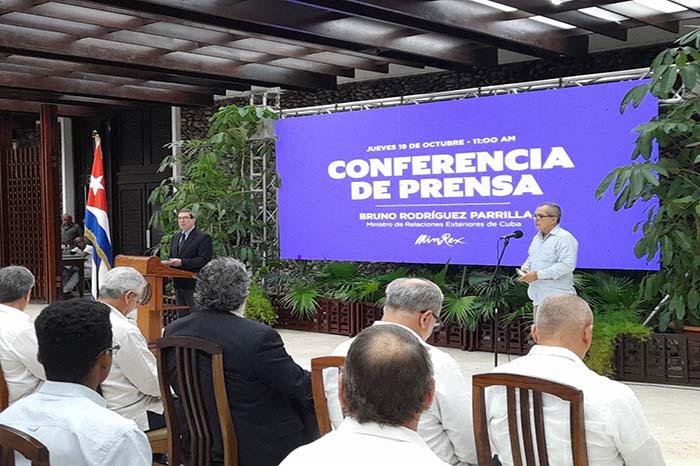 Conferencia prensa canciller cubano, Bruno Rodríguez