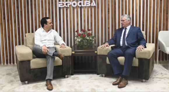 Díaz-Canel se reúne con un empresario en Feria de La Habana