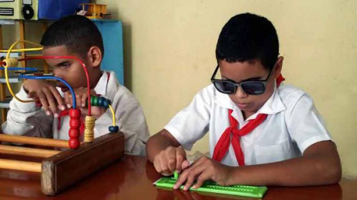 Dos alumnos ciegos en una escuela especial