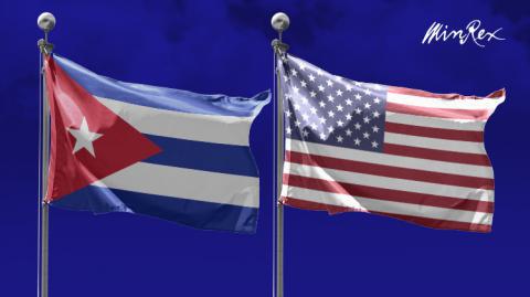 Bandera de Cuba y Estados Unidos
