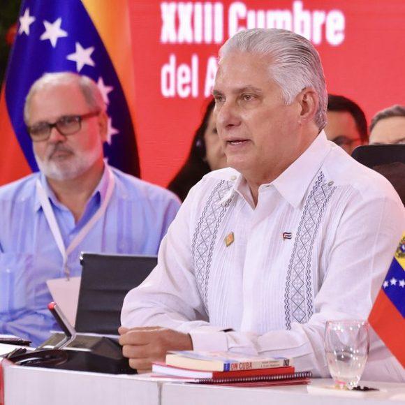 Miguel Mario Díaz-Canel Bermúdez en la XXIII Cumbre del ALBA-TCP, en Caracas, el 24 de abril de 2024.