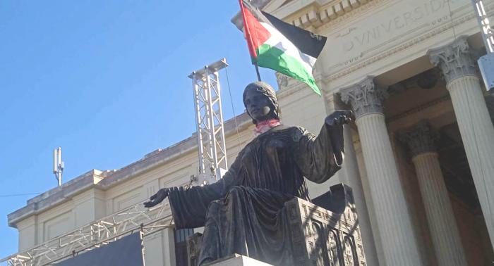 Mitin de solidaridad con Palestina en la Universidad de La Habana