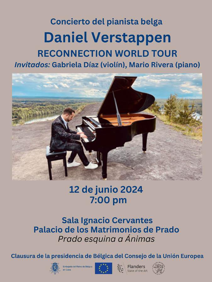 Cartel de promoción de concierto pianista belga
