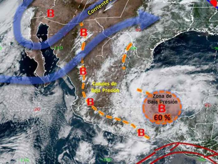 Zona de baja presión en el Golfo de México