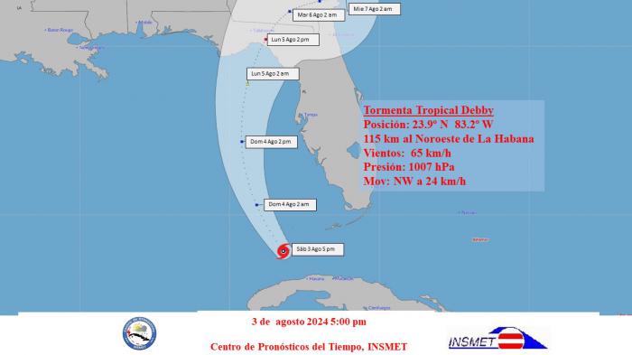 Cono de tormenta tropical Debby