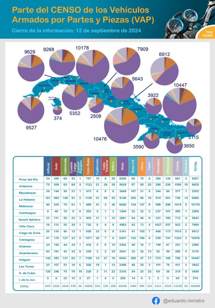 Infografía de los resultados del Censo de Vehículos armados por partes y piezas